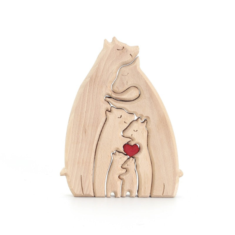 Wholesale of Mother's Day Teddy Bear Family Wooden Ornaments